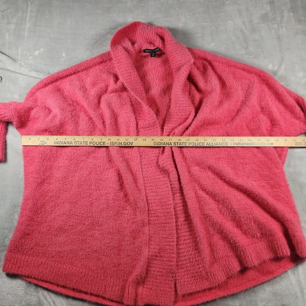 Boston Proper XS/S Pink Fuzzy Eyelash Knit Cardigan Sweater Plush Relaxed Dolman